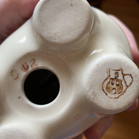 Polish piggy bank by Manufaktura w Bolestawcu peacock leaves pattern, ceramic - Picture 7 of 10